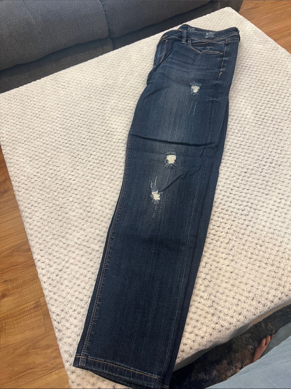 Dark Wash Distressed boyfriend Straight Leg Jeans